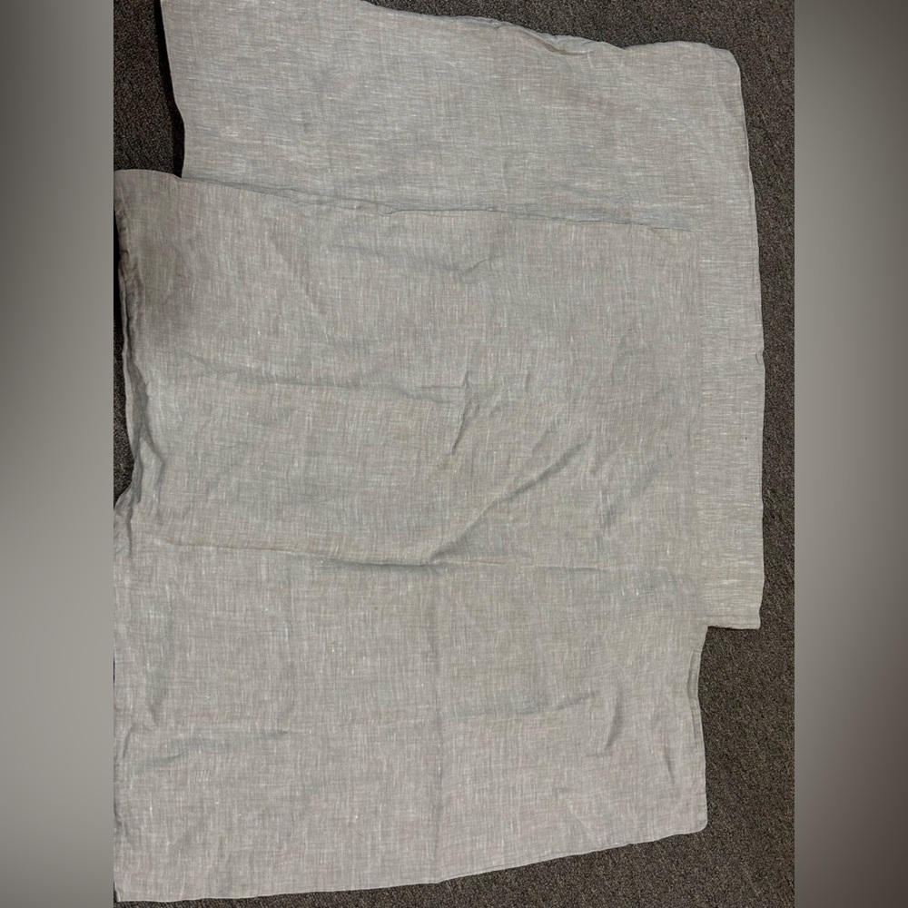 Pottery Barn BELGIAN FLAX LINEN QUILTED EURO SHAM Chambray Blue 26 x 26 set